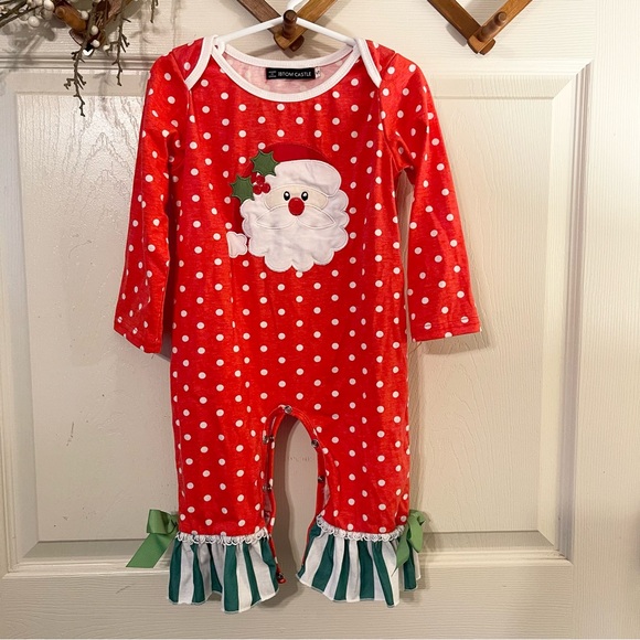 Other - Red Santa Polka Dot Kids Footie
